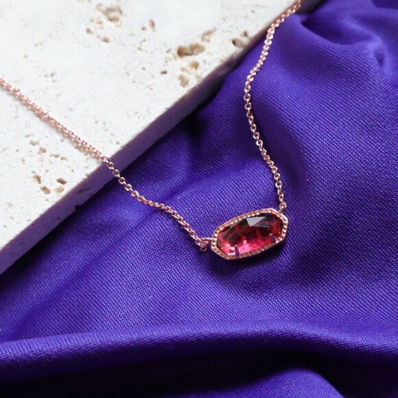 Kendra Scott Rose Gold Elisa Berry red glass Pendant Necklace - Picture 2 of 2